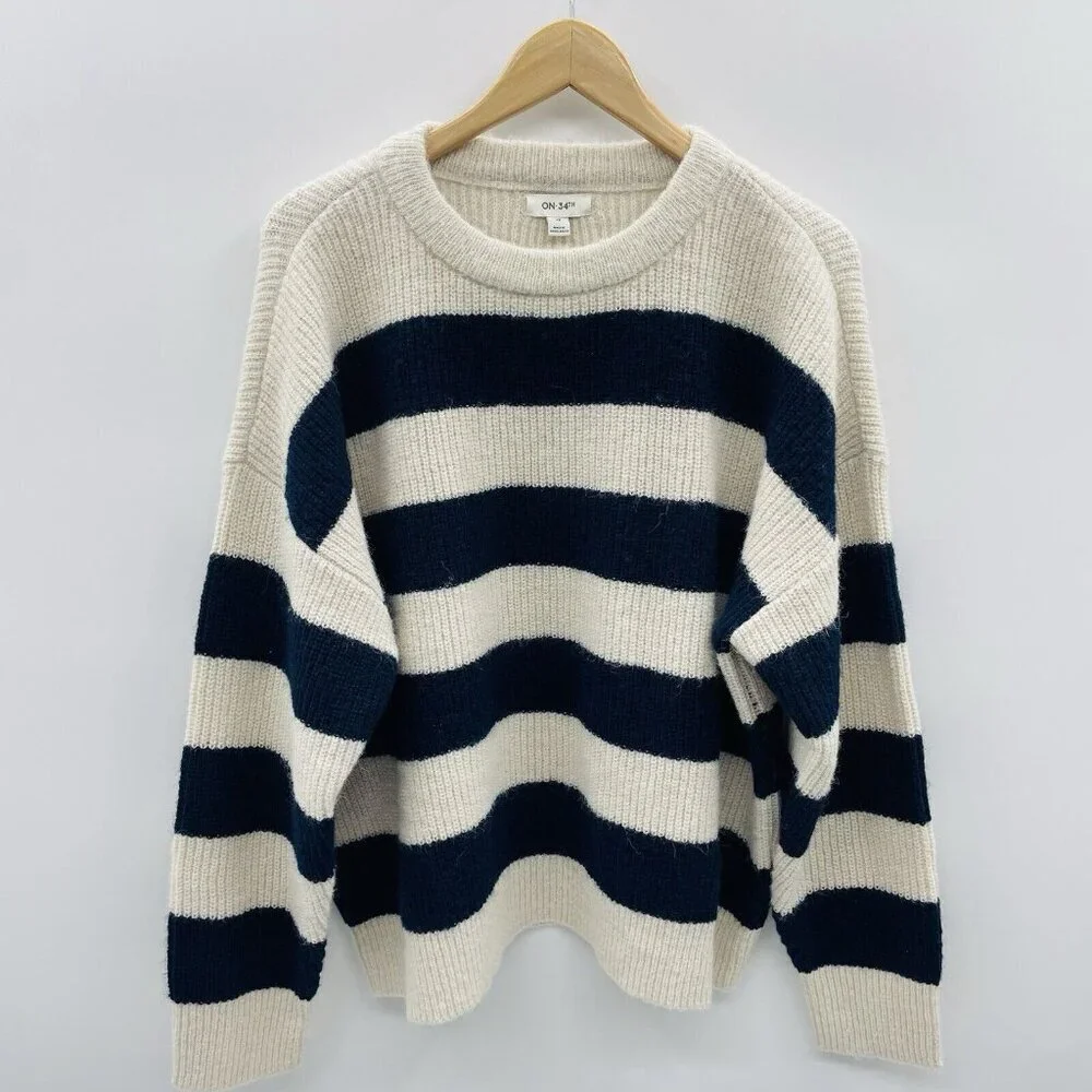 On 34th Womens Plus Size 2X Shaker Crewneck Long-Sleeve‎ Sweater in Blue $59
